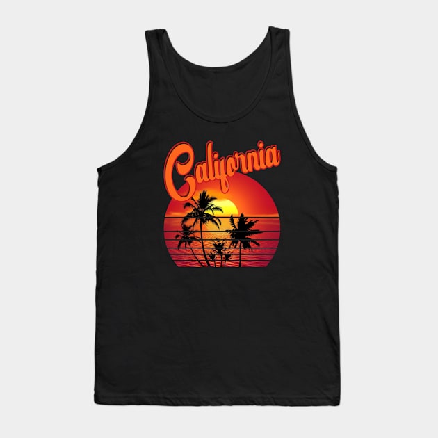 California Retro Vintage Sunset Beach 70s 80s Tank Top by bougieFire